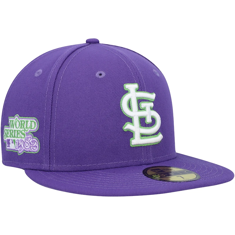 Casquette ajustée 59FIFTY pour homme avec écusson latéral violet St. Louis Cardinals Lime New Era