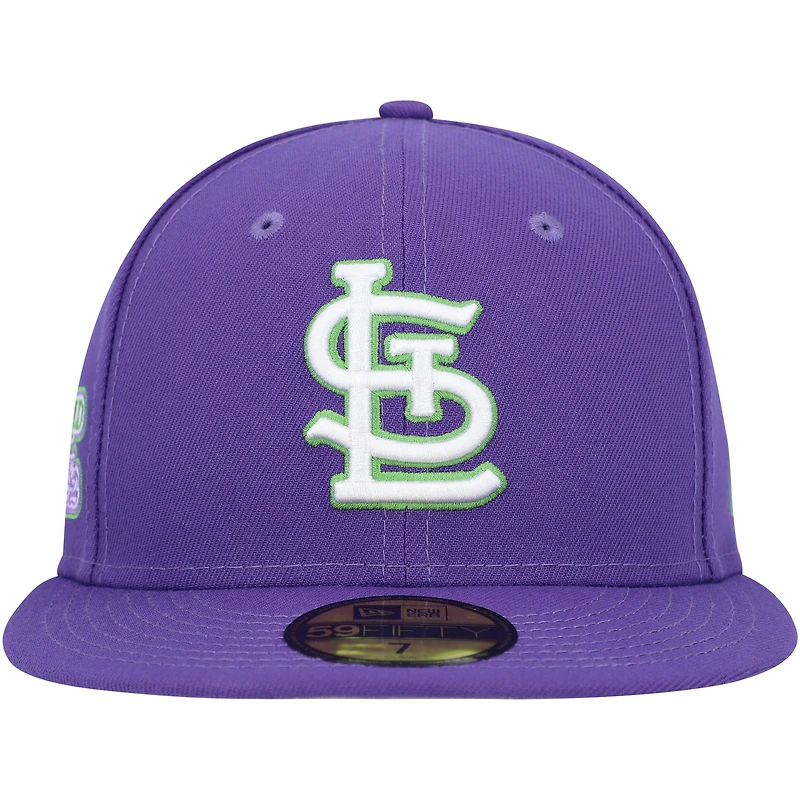 Casquette ajustée 59FIFTY pour homme avec écusson latéral violet St. Louis Cardinals Lime New Era