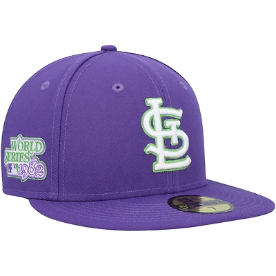 Casquette ajustée 59FIFTY pour homme avec écusson latéral violet St. Louis Cardinals Lime New Era