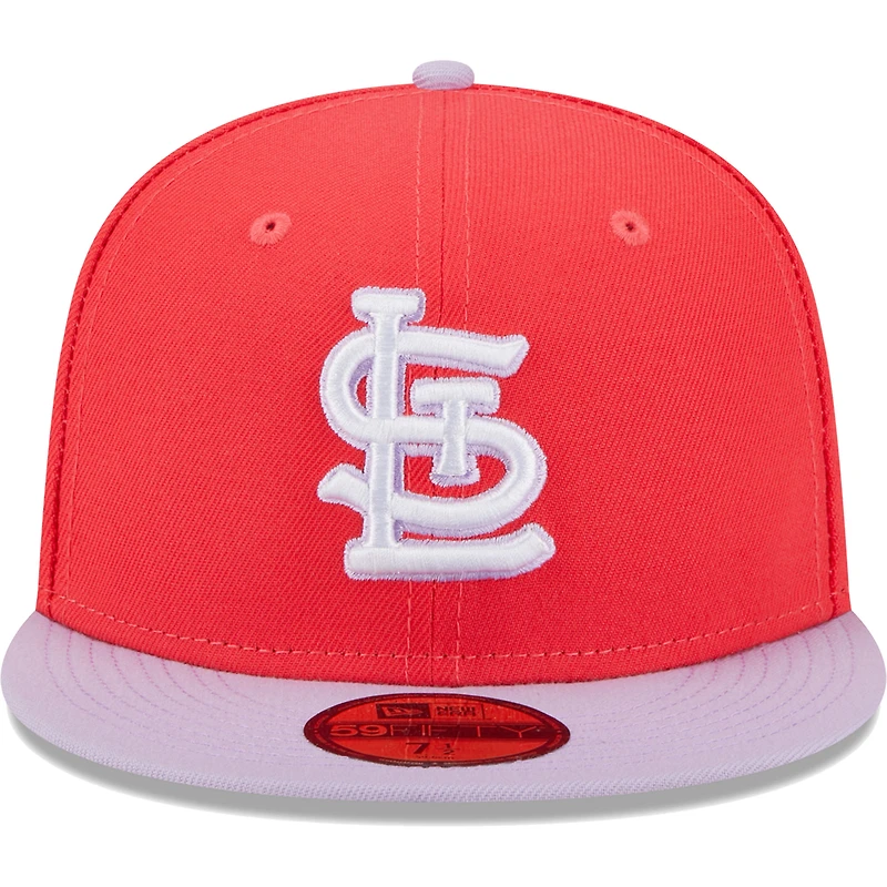 Casquette ajustée 59FIFTY Spring Color Two-Tone pour homme des Cardinals de Saint-Louis New Era rouge/lavande