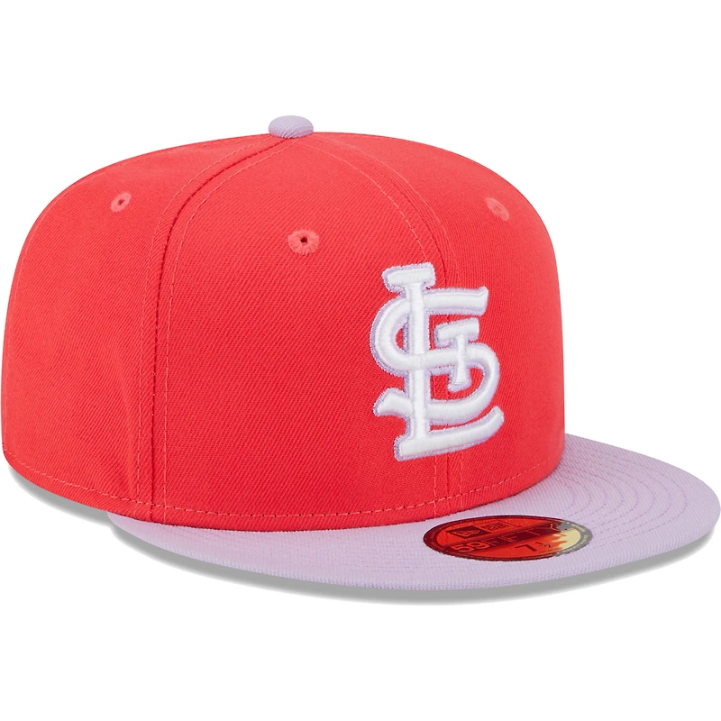 Casquette ajustée 59FIFTY Spring Color Two-Tone pour homme des Cardinals de Saint-Louis New Era rouge/lavande