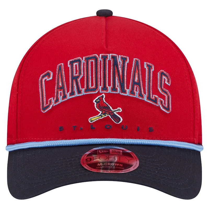 Casquette ajustable New Era Arch 9FORTY A-Frame M-Crown pour homme, rouge/bleu marine, des Cardinals de Saint-Louis