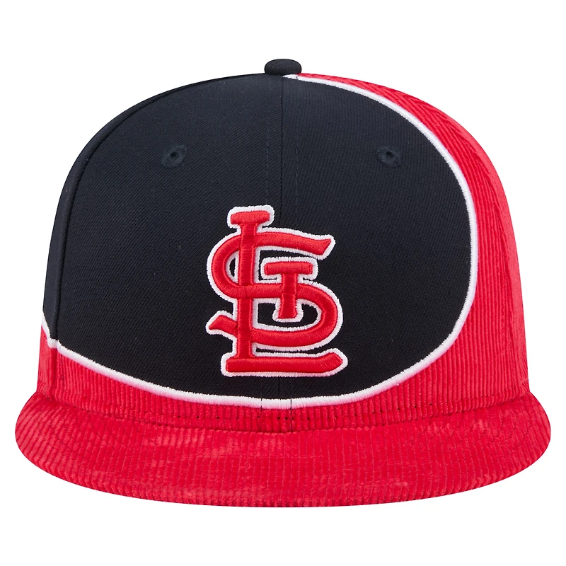 Men's New Era Red/Navy St. Louis Cardinals Retro Split Corduroy Snapback Hat