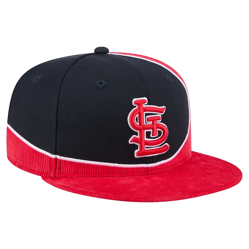 Men's New Era Red/Navy St. Louis Cardinals Retro Split Corduroy Snapback Hat