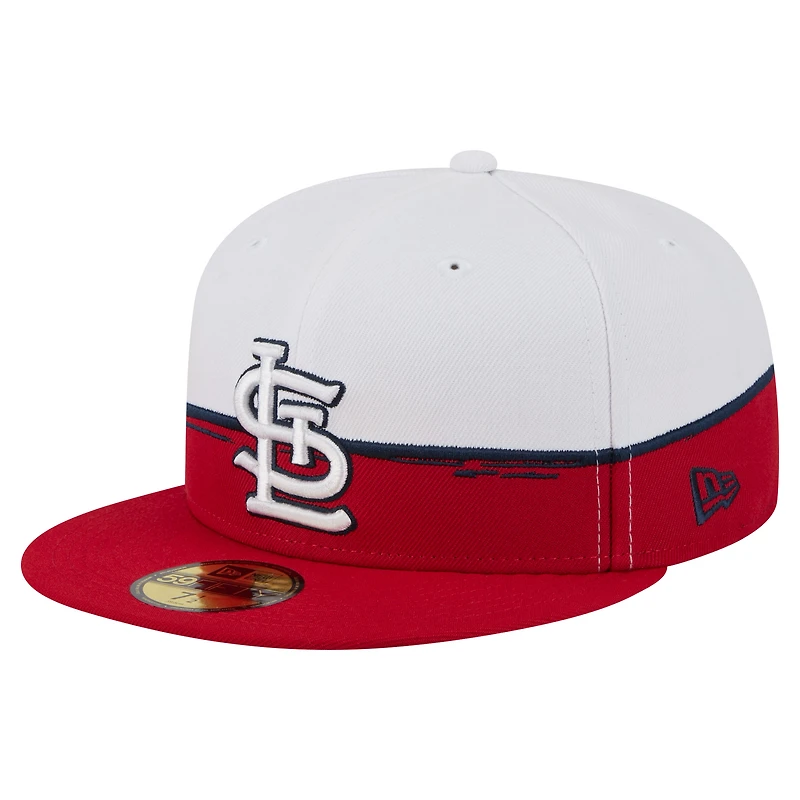 Casquette ajustée 59FIFTY Paint Stroke rouge/blanche New Era pour homme des Cardinals de Saint-Louis