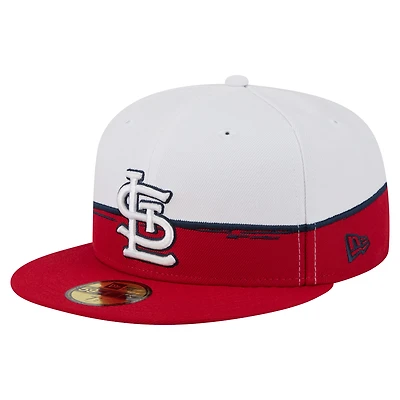 Men's New Era Red/White St. Louis Cardinals Paint Stroke 59FIFTY Fitted Hat