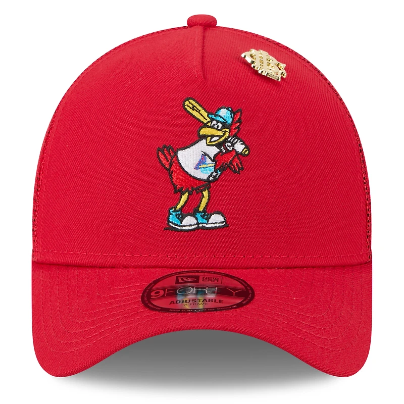 Men's New Era Red St. Louis Cardinals 2025 Big League Chew A-Frame 9FORTY Adjustable Trucker Hat