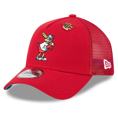 Casquette camionneur ajustable New Era rouge St. Louis Cardinals 2025 Big League Chew A-Frame 9FORTY pour homme