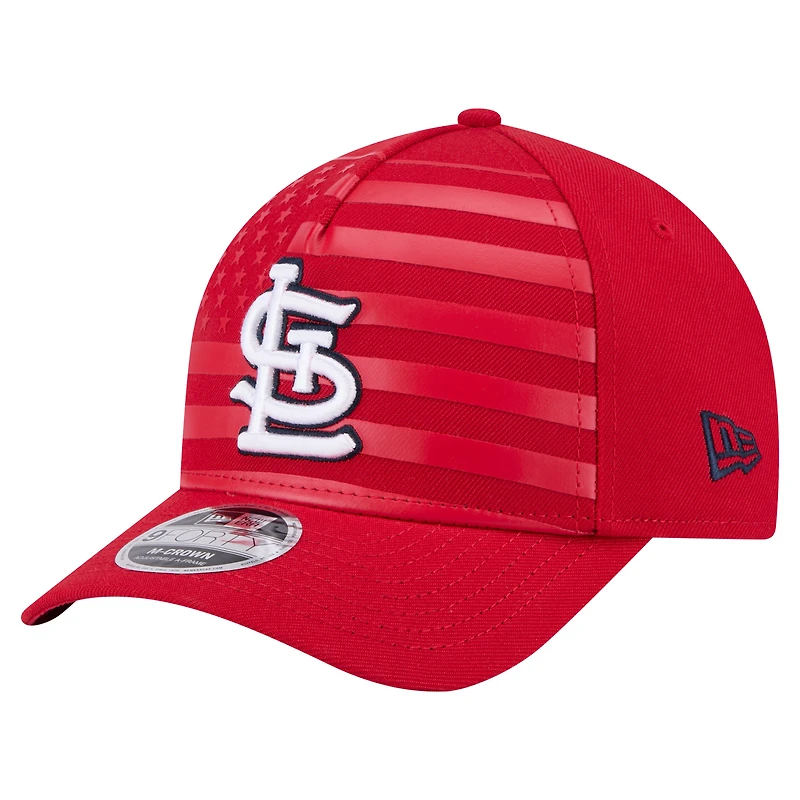 Casquette ajustable New Era 9FORTY M-Crown A-Frame rouge pour homme, motif drapeau américain, des Cardinals de Saint-Louis