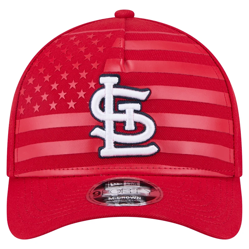 Men's New Era Red St. Louis Cardinals American Flag 9FORTY M-Crown A-Frame Adjustable Hat