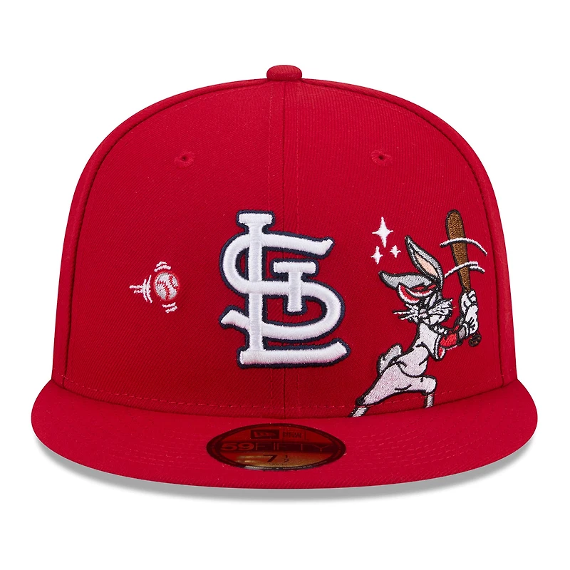 Casquette ajustée New Era rouge St. Louis Cardinals Looney Tunes Bugs Bunny 59FIFTY pour homme