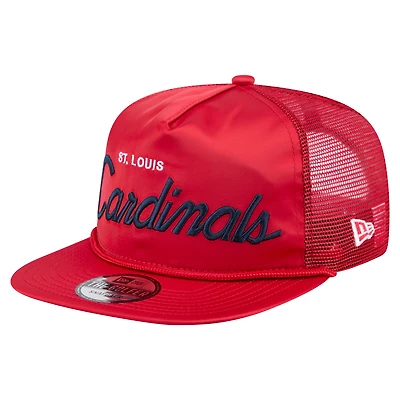 Casquette de golf ajustable rétro en satin rouge des Cardinals de Saint-Louis pour homme de New Era