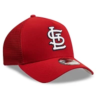 Men's New Era Red St. Louis Cardinals Side Script 9FORTY A-Frame Trucker Adjustable Hat