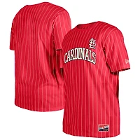T-shirt New Era rouge à rayures rétro des Cardinals de Saint-Louis pour homme