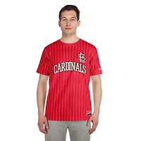 T-shirt New Era rouge à rayures rétro des Cardinals de Saint-Louis pour homme