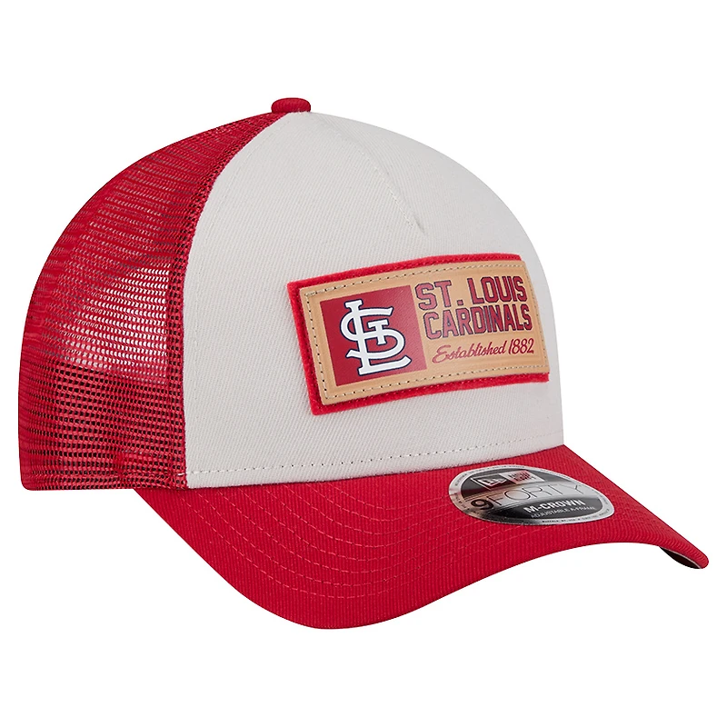 Men's New Era Stone/Red St. Louis Cardinals Text A-Frame Trucker 9FORTY Hat