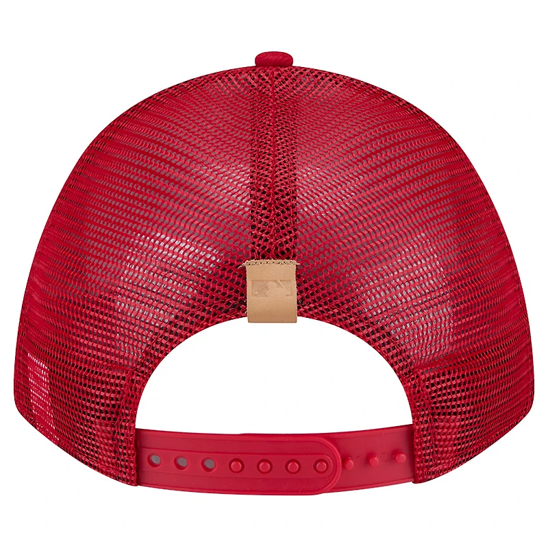 Men's New Era Stone/Red St. Louis Cardinals Text A-Frame Trucker 9FORTY Hat