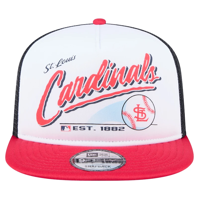 Casquette snapback New Era 9FIFTY blanche/rouge pour homme, motif rétro des Cardinals de Saint-Louis