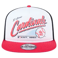 Casquette snapback New Era 9FIFTY blanche/rouge pour homme, motif rétro des Cardinals de Saint-Louis