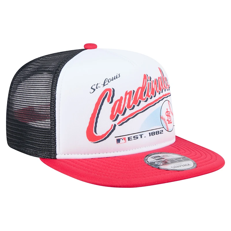 Casquette snapback New Era 9FIFTY blanche/rouge pour homme, motif rétro des Cardinals de Saint-Louis