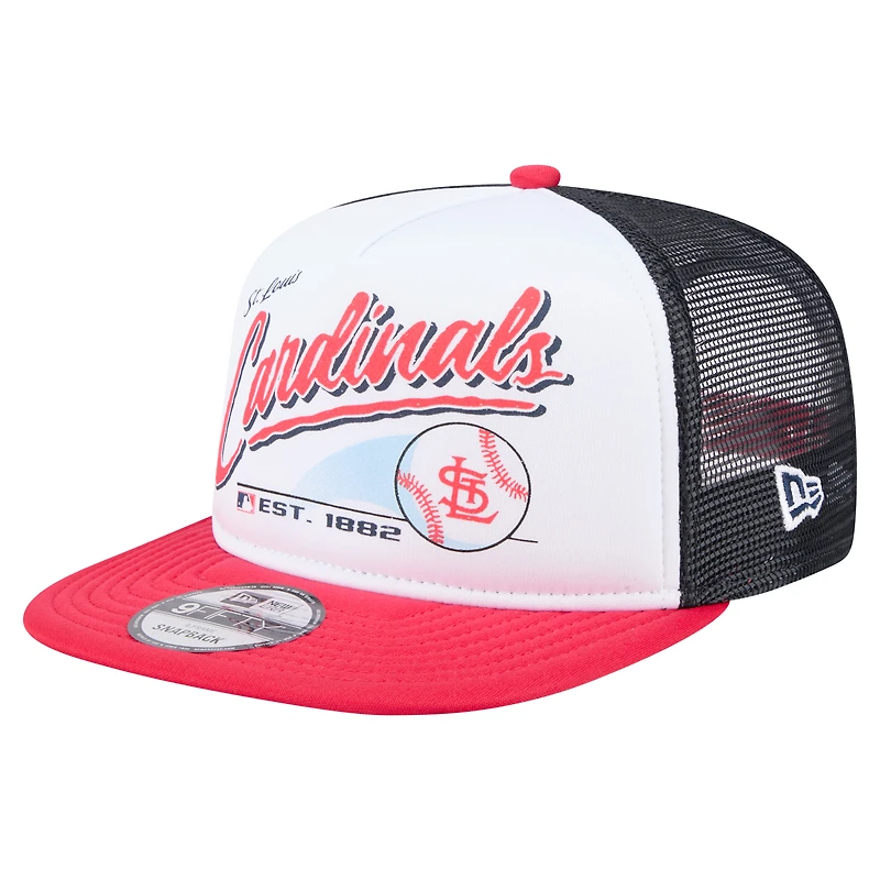 Casquette snapback New Era 9FIFTY blanche/rouge pour homme, motif rétro des Cardinals de Saint-Louis