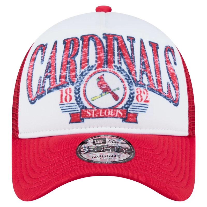 Men's New Era  White St. Louis Cardinals Distressed 9FORTY A-Frame Adjustable Trucker Hat