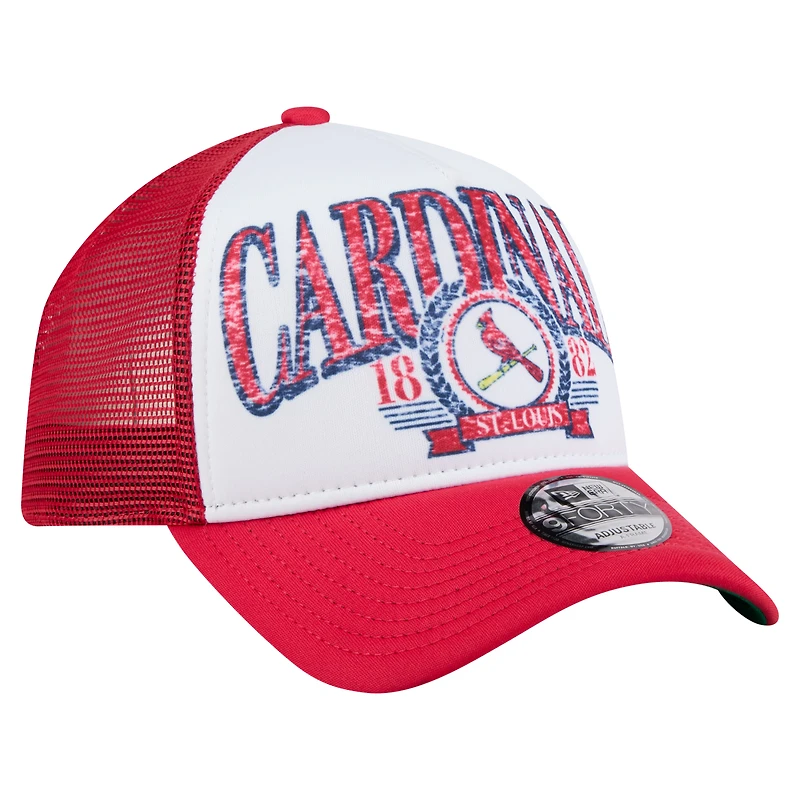 Men's New Era  White St. Louis Cardinals Distressed 9FORTY A-Frame Adjustable Trucker Hat