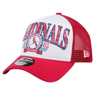 Casquette camionneur ajustable New Era blanche St. Louis Cardinals 9FORTY A-Frame pour homme