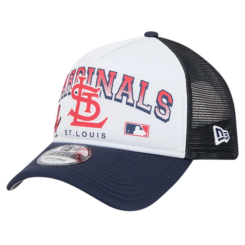 Casquette réglable de camionneur à cadre en A avec logo rétro des Cardinals de St. Louis New Era pour hommes, blanche