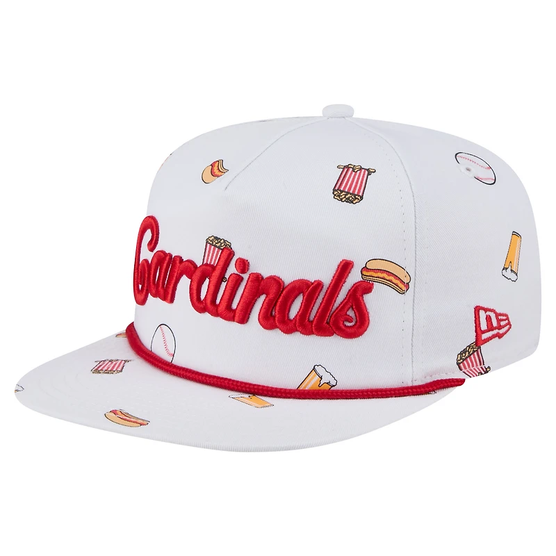 Casquette ajustable New Era blanche 19TWENTY pour homme, motif corde d'encouragement des Cardinals de Saint-Louis