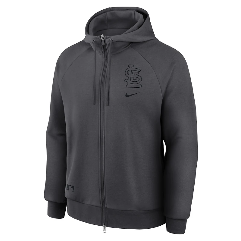 Men's Nike Anthracite St. Louis Cardinals Authentic Collection Player Raglan Dri-FIT Full-Zip Hoodie