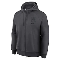 Men's Nike Anthracite St. Louis Cardinals Authentic Collection Player Raglan Dri-FIT Full-Zip Hoodie