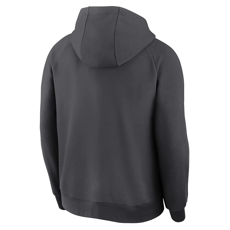 Sweat à capuche zippé Nike Authentic Collection Player Raglan Dri-FIT pour homme, couleur anthracite, St. Louis Cardinals