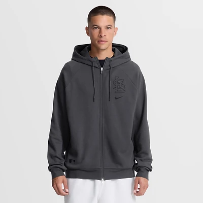 Sweat à capuche zippé Nike Authentic Collection Player Raglan Dri-FIT pour homme, couleur anthracite, St. Louis Cardinals
