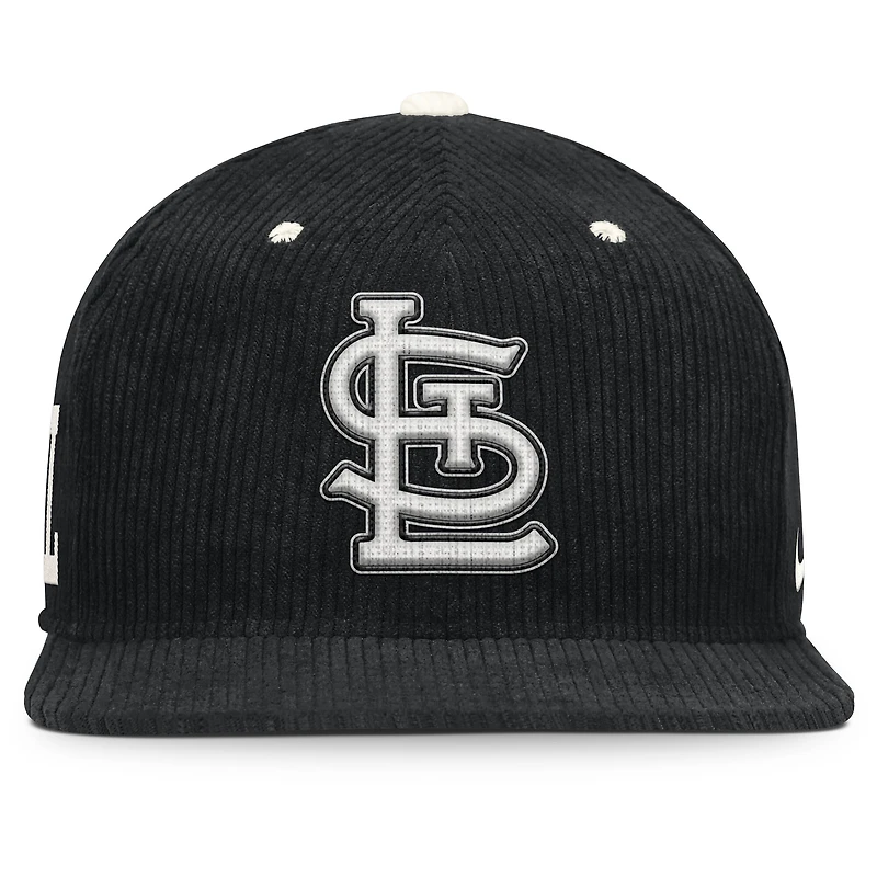 Men's Nike Black St. Louis Cardinals Pro Corduroy Structured Snapback Hat