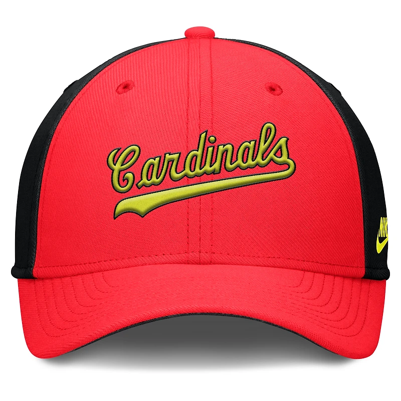 Men's Nike Crimson/Black St. Louis Cardinals Neon 90s Rise SwooshFlex Hat