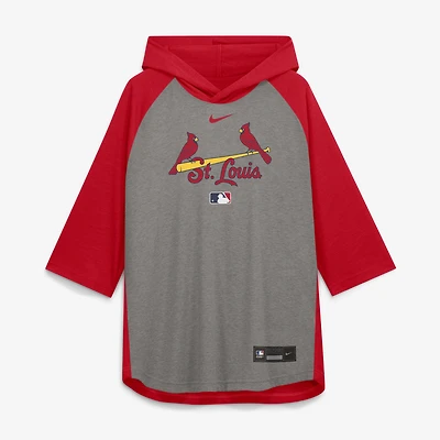 Men's Nike Gray St. Louis Cardinals Authentic Collection Flux Dri-FIT Raglan 3/4-Sleeve Hooded T-Shirt