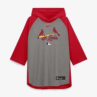 Men's Nike Gray St. Louis Cardinals Authentic Collection Flux Dri-FIT Raglan 3/4-Sleeve Hooded T-Shirt