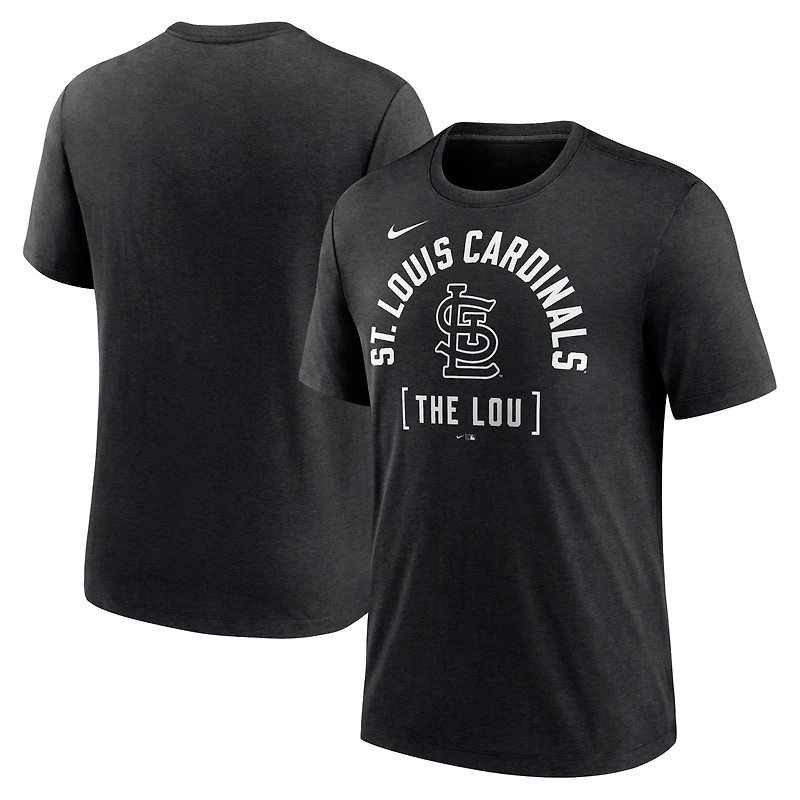 T-shirt Nike Heather Black St. Louis Cardinals Swing Big Tri-Blend pour homme