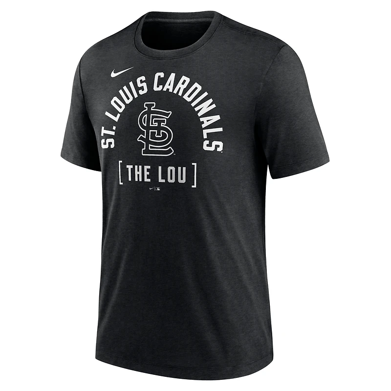 T-shirt Nike Heather Black St. Louis Cardinals Swing Big Tri-Blend pour homme