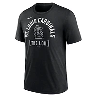 T-shirt Nike Heather Black St. Louis Cardinals Swing Big Tri-Blend pour homme