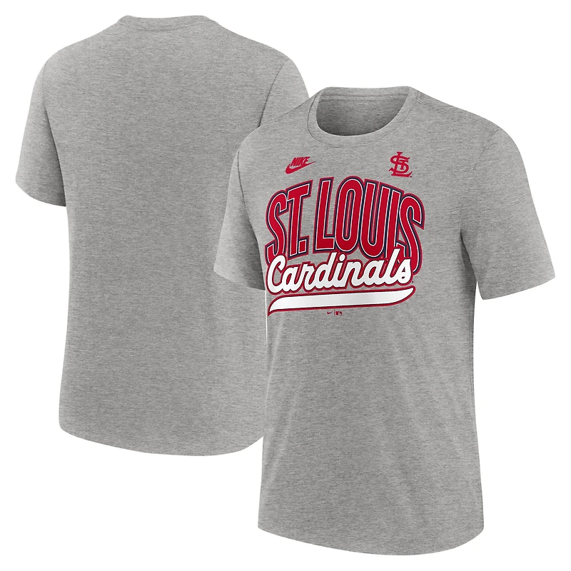 Men's Nike Heather Gray St. Louis Cardinals Cooperstown Collection Retro Tri-Blend T-Shirt
