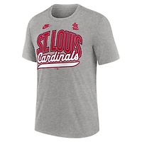 T-shirt Nike gris chiné pour homme, collection Cooperstown Retro Tri-Blend des Cardinals de St. Louis