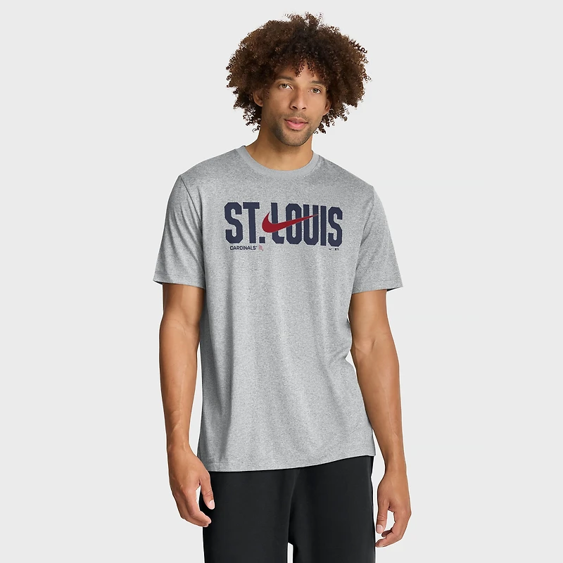 T-shirt Nike Legend Dri-FIT gris chiné pour homme, logo Swoosh des Cardinals de Saint-Louis