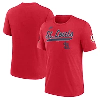 T-shirt Nike rouge chiné pour homme, collection Cooperstown Eras Tri-Blend des Cardinals de St. Louis