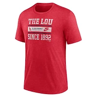 T-shirt à trois mélanges Nike Heather Red St. Louis Cardinals Cooperstown Collection Local Stack pour hommes