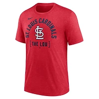 T-shirt à trois mélanges Nike Heather Red St. Louis Cardinals Swing Big pour homme