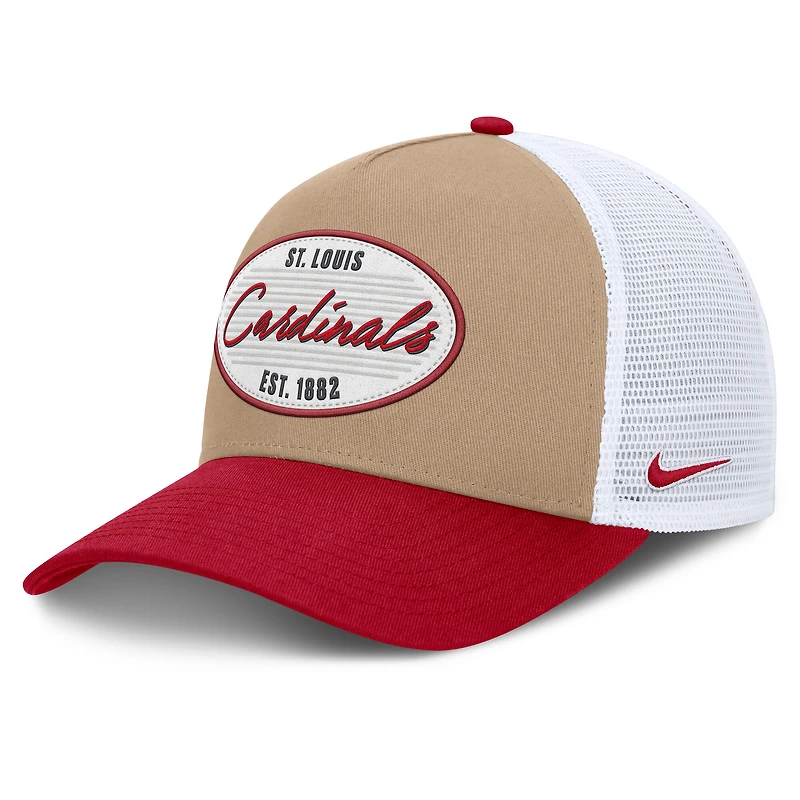 Men's Nike  Khaki/Red St. Louis Cardinals Rise A-Frame Trucker Adjustable Hat