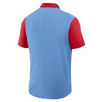 Polo Nike Victory Dri-FIT bleu clair/rouge pour homme des Cardinals de St. Louis, collection Cooperstown, à blocs couleurs