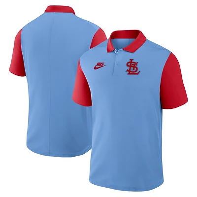 Men's Nike Light Blue/Red St. Louis Cardinals Cooperstown Collection Color-Block Victory Dri-FIT Polo